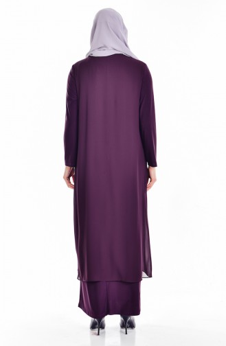 Robe İmprimé de Pierre Grande Taille 6101-02 Plum 6101-02