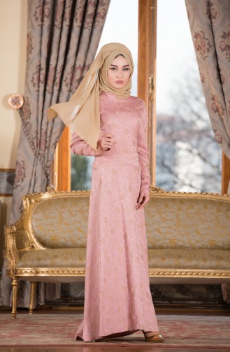 Powder Hijab Evening Dress 0003-02