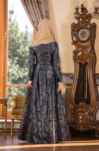 Jakarlı Abiye Elbise 7937-04 Saks Gold