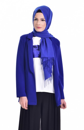 Ensemble Deux Pieces Blouse Veste 8914-03 Bleu Roi 8914-03