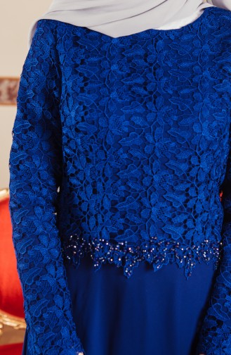 Guipure Chiffon Evening Dress 7810-01 Saxe Blue 7810-01