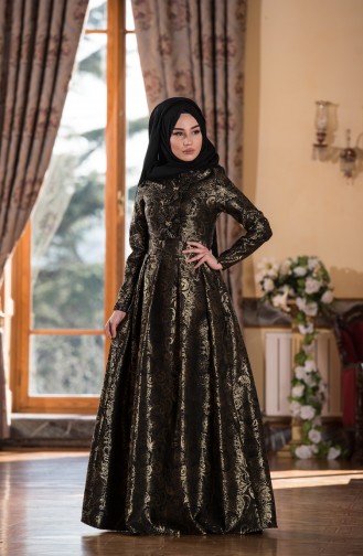 Black Hijab Evening Dress 7937-02