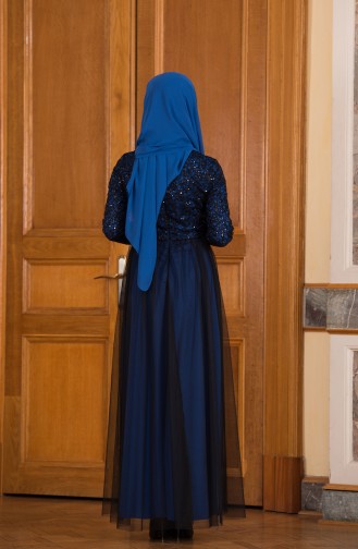 Robe de Soirée a Paillettes 52665-12 Noir Bleu Roi 52665-12