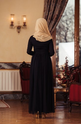 Black Hijab Evening Dress 52675-01
