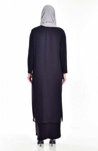 Büyük Beden Taş Baskılı Elbise 6101-03 Siyah