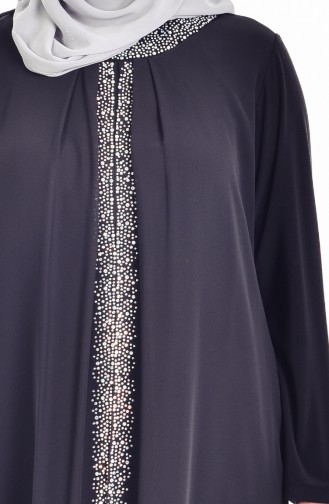 Robe İmprimé de Pierre Grande Taille 6101-03 Noir 6101-03