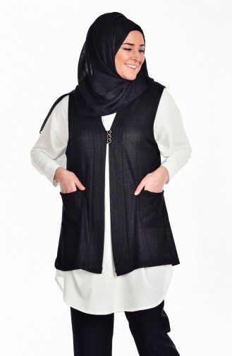 Gilet avec Boutons Grande Taille 2170-04 Noir 2170-04