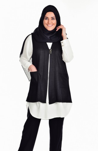 Gilet avec Boutons Grande Taille 2170-04 Noir 2170-04