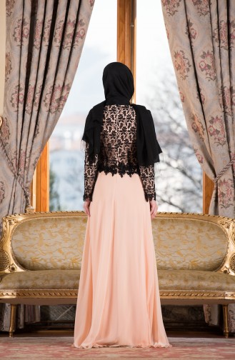 Robe de Soirée en Mousseline 7810-04 Saumon 7810-04