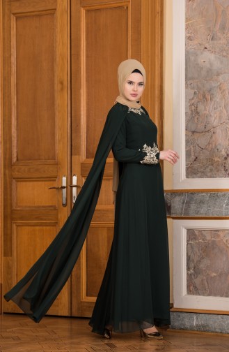 Chiffon Abendkleid mit Perlen  52674-03 Grün 52674-03