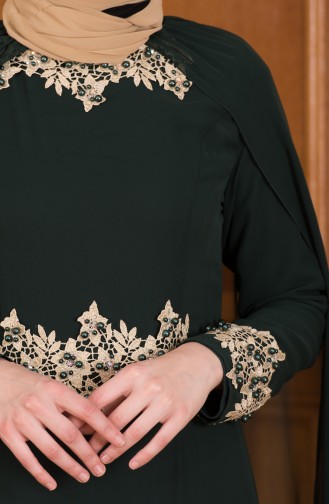 Chiffon Abendkleid mit Perlen  52674-03 Grün 52674-03