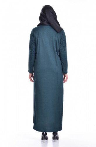 فستان مُزين بتفاصيل بمقاسات كبيرة 4436-07 لون أخضر 4436-07