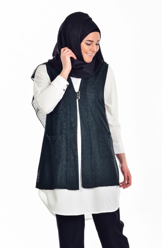 Plus Size Vest with Pockets 2170A-01 Emerald Green 2170A-01