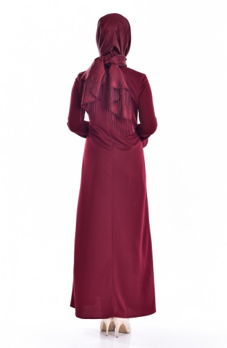 Dress with Pearls 8019-08 Burgundy 8019-08