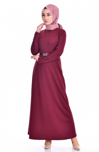 Claret Red Hijab Dress 5135-01