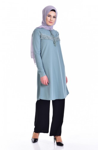 Lace Embroidered Tunic 7577-03 Arabic Green 7577-03