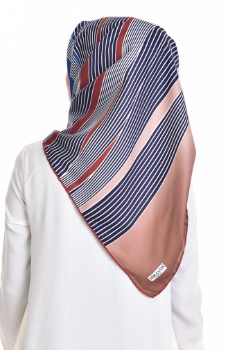 Striped Twill Scarf 503144-07 Coffee Indigo 07