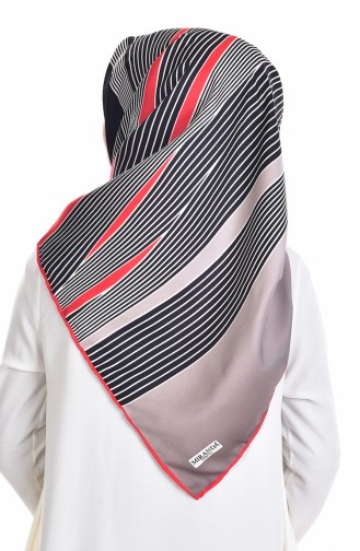 Striped Twill Scarf 503144-03 Mink Red 03