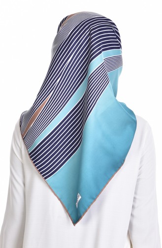 Striped Twill Scarf 503144-04 Almond Green Navy Blue 04