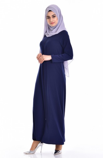 Abaya with Zipper 0101-02 Navy Blue 0101-03