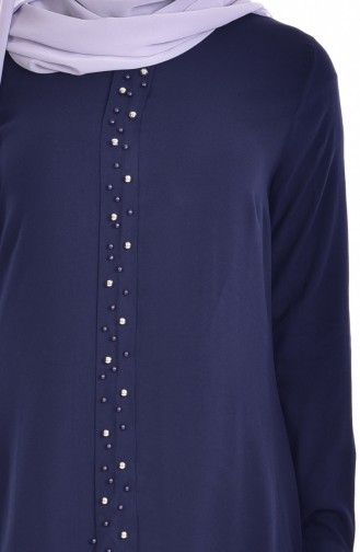 Tunic with Pearls 1207-04 Navy Blue 1207-04