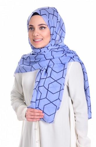 Geometrische gemusterte Schal  901238-10 Blau 10