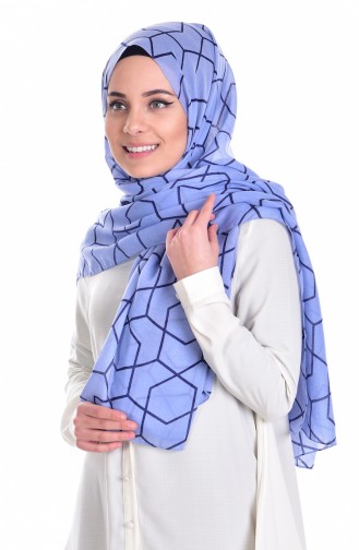 Geometrische gemusterte Schal  901238-10 Blau 10