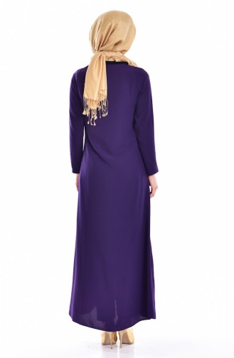 Abaya with Zipper 0052-15 Purple 0052-15