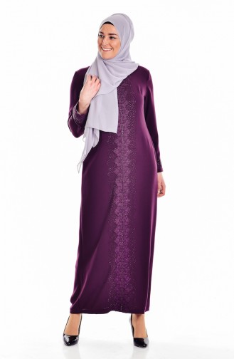 Robe Pierre İmprimé Grande Taille 6104-01 Plum 6104-01