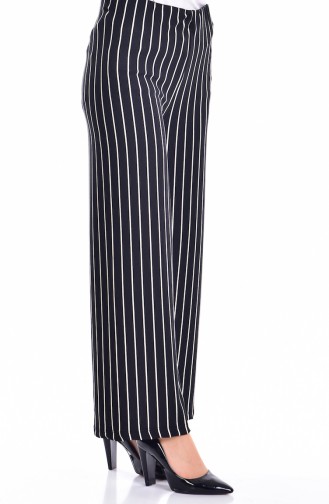 Pantalon Pattes Large a Rayure 7054-01 Noir 7054-01