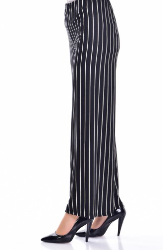 Pantalon Pattes Large a Rayure 7054-01 Noir 7054-01