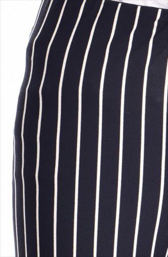 Pantalon Pattes Large a Rayure 7054-01 Noir 7054-01