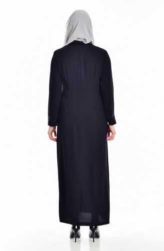 Büyük Beden Taş Baskılı Elbise 6104-03 Siyah