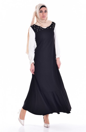 Pearl Inlaid Gilet Dress 7651-02 Black 7651-02
