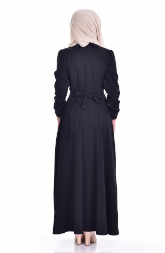 Dress with Belt and Pearls 1850-03 Black 1850-03