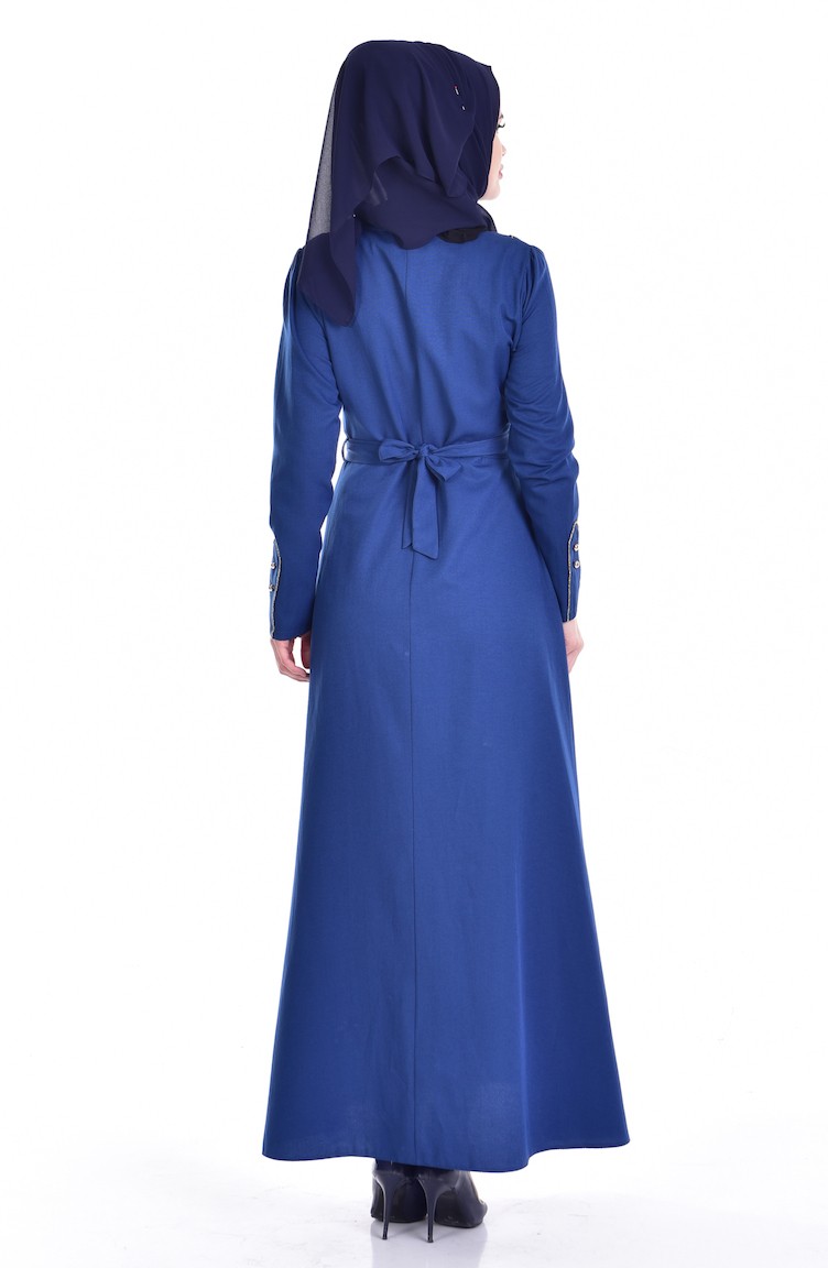 Light Navy Blue Hijab Dress 224410 Sefamerve