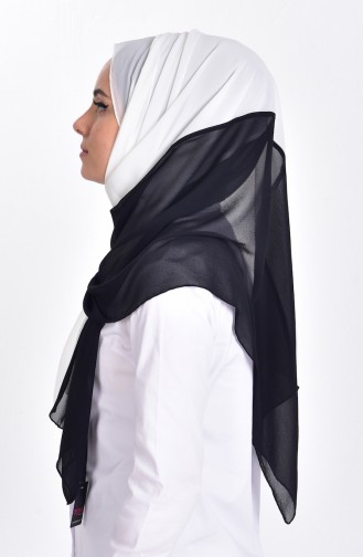 Two-Color Chiffon Shawl 9915-11 Black And White 9915-11