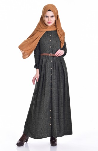 Khaki Hijab Dress 0050-02