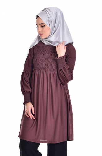 Ruched Tunic 3676-01 Brown 3676-01