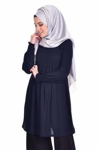 Ruched Tunic 3676-08 Navy Blue 3676-08