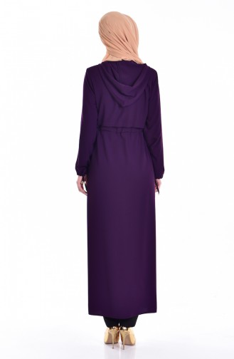 Hooded Zippered Abaya 0114-01 Purple 0114-01
