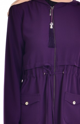 Hooded Zippered Abaya 0114-01 Purple 0114-01