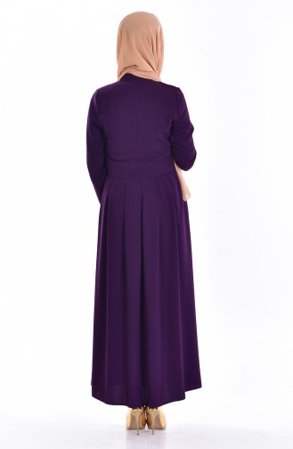 EFE Buttoned Pleated Dress 0122-02 Purple 0122-02