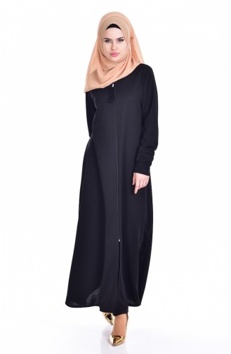 Abaya with Zipper 1018-01 Black 1018-01