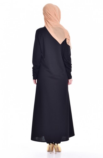 Abaya with Zipper 1018-01 Black 1018-01