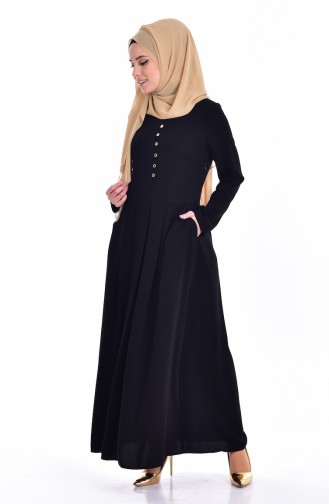 أي أف إي فستان بتصميم أزرار و طيات 0122-01 لون أسود 0122-01