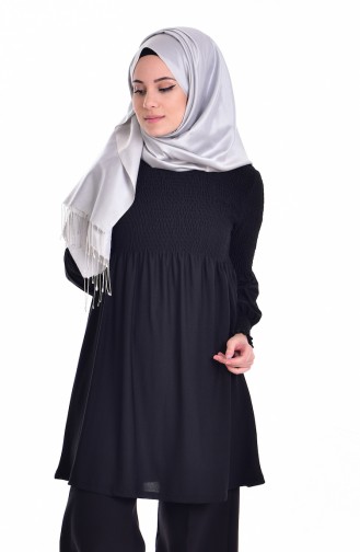 Ruched Tunic 3676-09 Black 3676-09