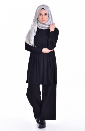 Ruched Tunic 3676-09 Black 3676-09