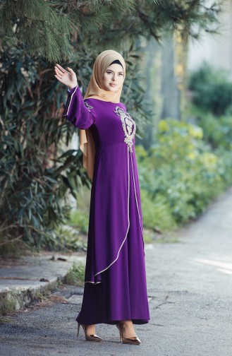 Light purple İslamitische Avondjurk 8392-06