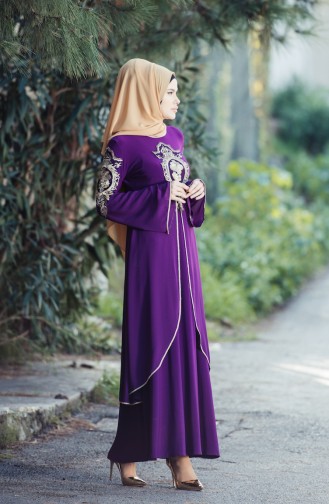 Light purple İslamitische Avondjurk 8392-06